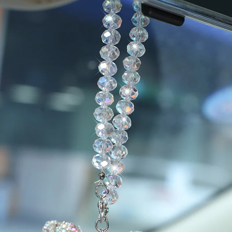 Diamond Bowknot Car Pendant, Elegant Rearview Mirror Ornament