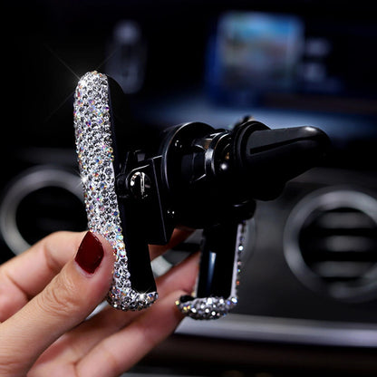 Diamond Crystal Car Air Vent Phone Holder, Chic Interior Accessory