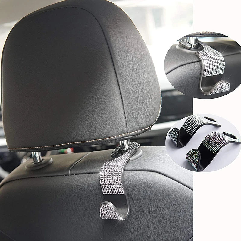 Bling Diamond Car Seat Back Hook Cover Set, Stylish Car Accessories