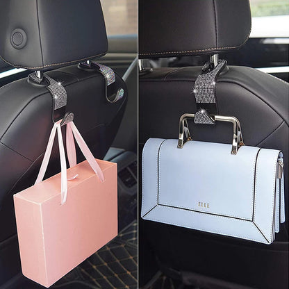 Bling Diamond Car Seat Back Hook Cover Set, Stylish Car Accessories