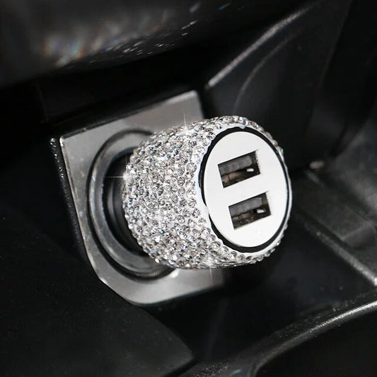 Bling Pink USB Car Charger, Fast Dual Port Adapter