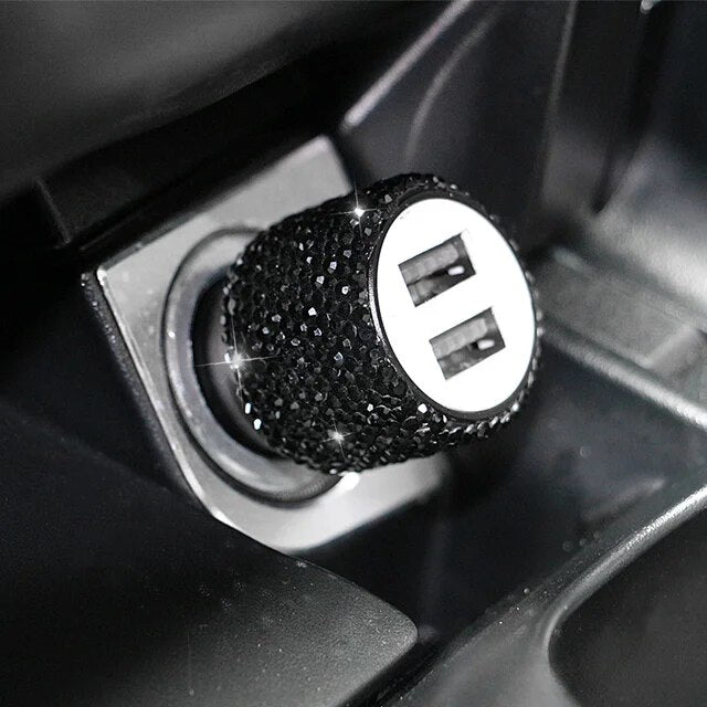 Bling Pink USB Car Charger, Fast Dual Port Adapter