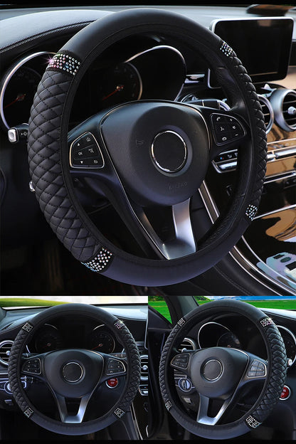 Universal Car Diamond Studded Elastic Steering Wheel Cover