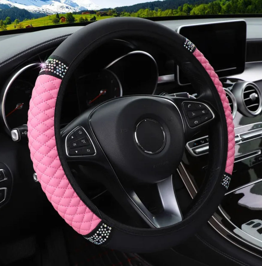 Universal Car Diamond Studded Elastic Steering Wheel Cover