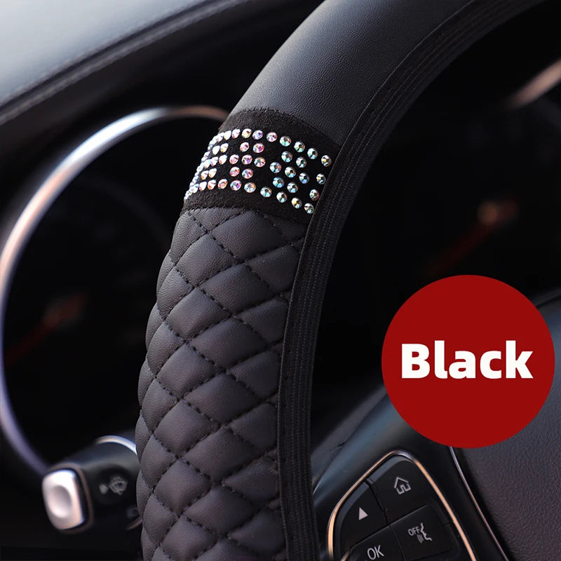 Universal Car Diamond Studded Elastic Steering Wheel Cover