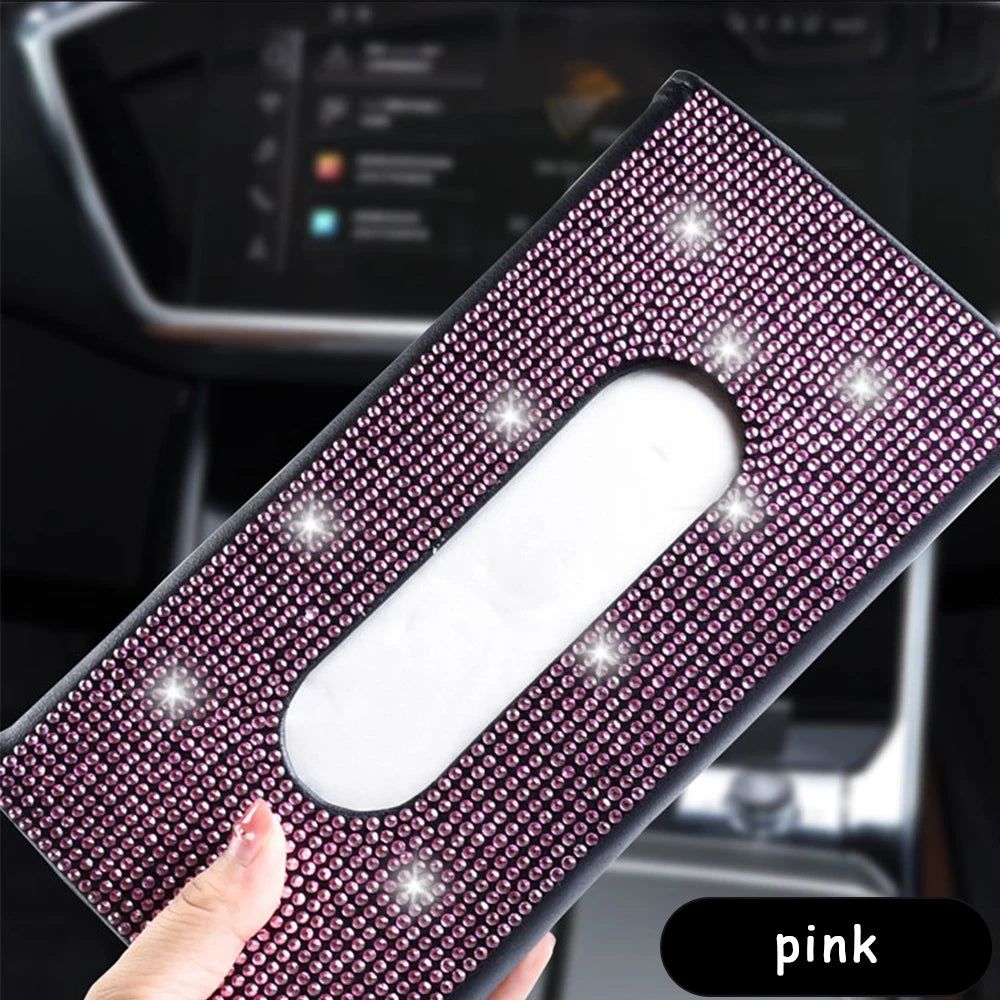 Car Visor Rhinsestone Tissue Box