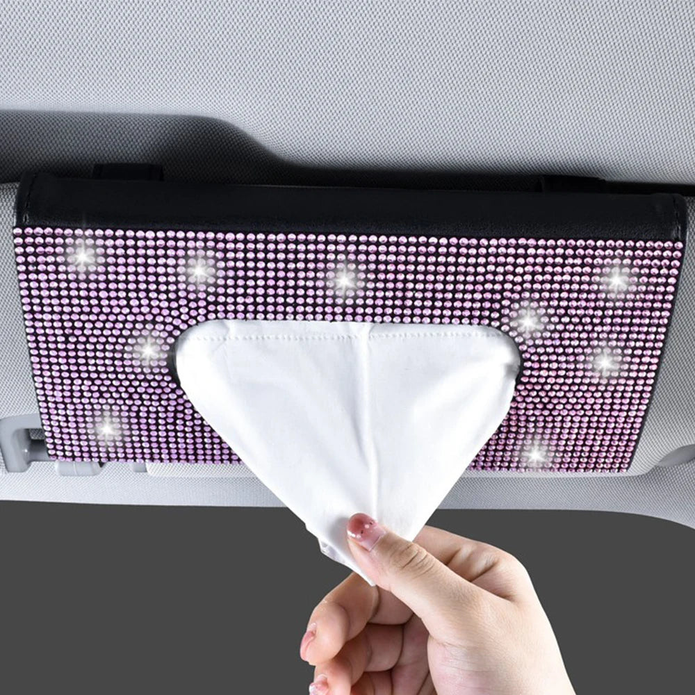 Car Visor Rhinsestone Tissue Box