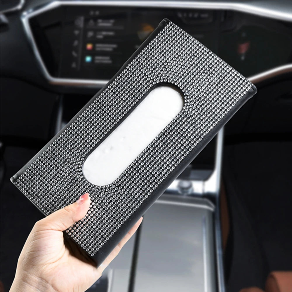 Car Visor Rhinsestone Tissue Box