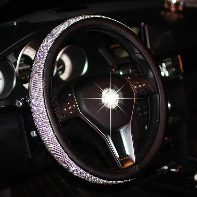 Bling Diamond Crystal Car Steering Wheel Cover, Stylish Car Accessory