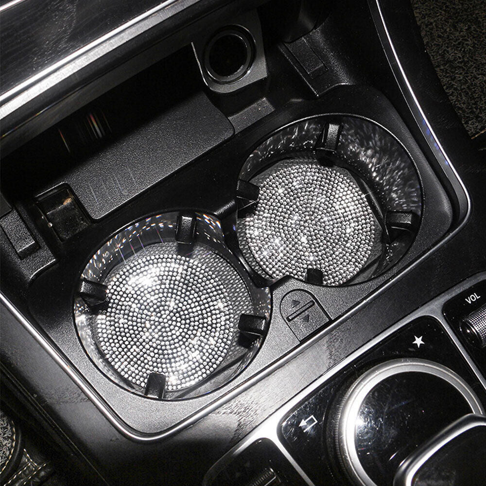 Diamond Car Coaster Set Of 2,Non-Slip Bling Cup Holder Mats