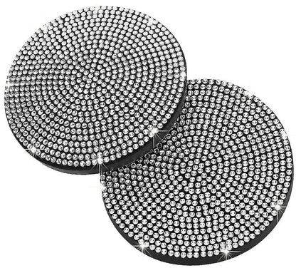 Diamond Car Coaster Set Of 2,Non-Slip Bling Cup Holder Mats