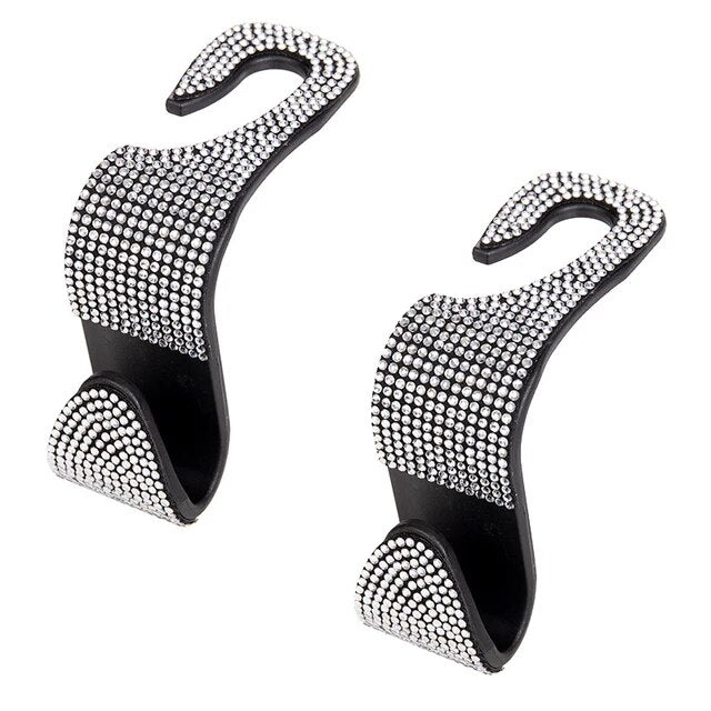 Bling Diamond Car Seat Back Hook Cover Set, Stylish Car Accessories