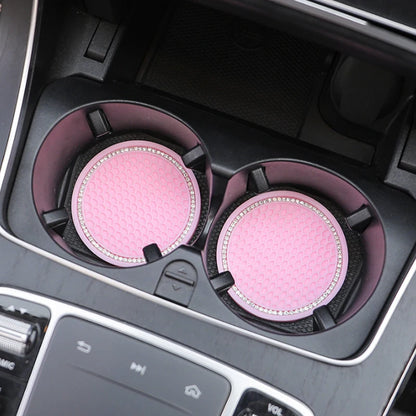 1Pc Diamond Rhinestone Car Cup Holders, Non-Slip Rubber Mats